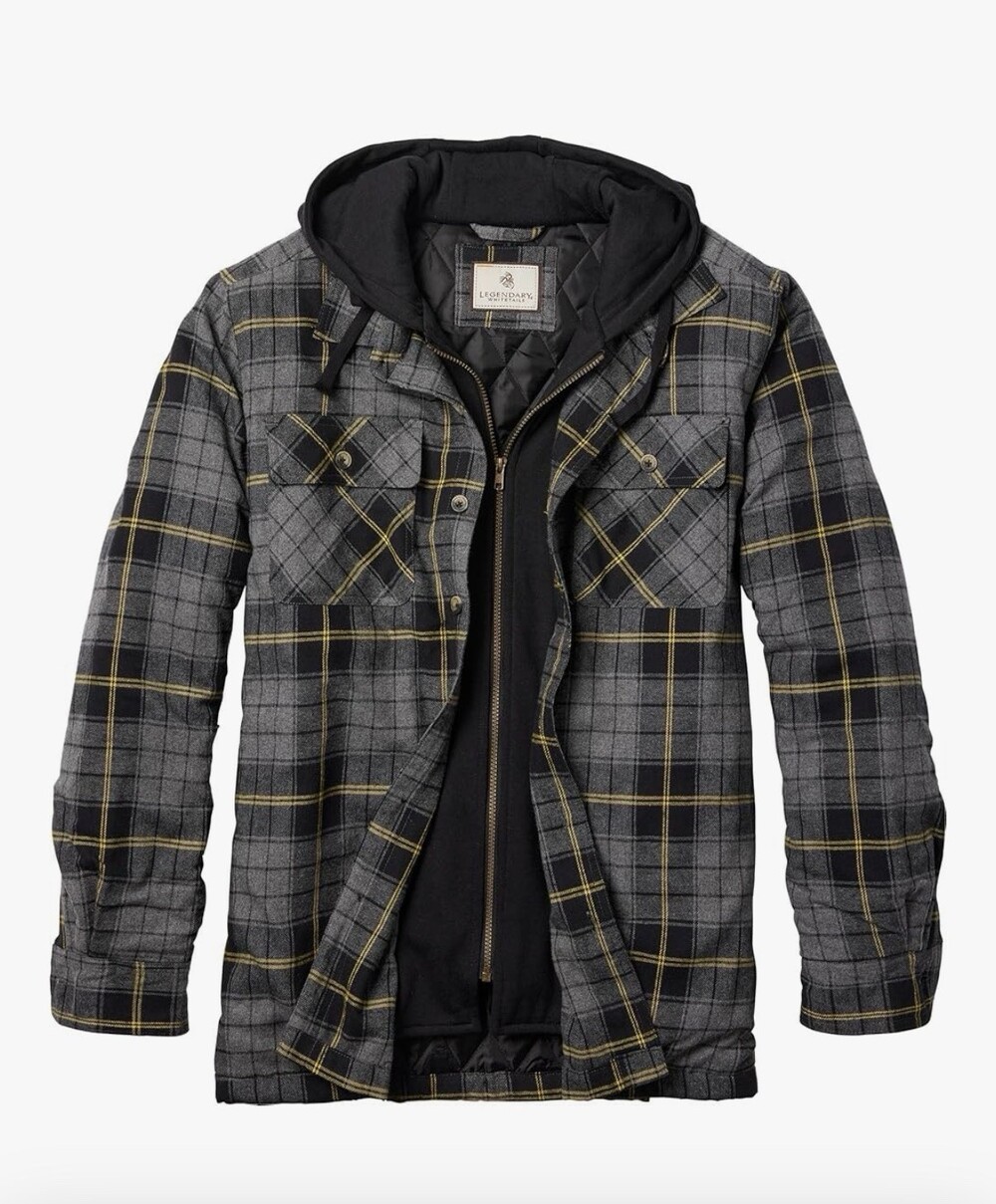 Mens Maplewood Hooded Flannel Shirt Jacket Size XLT